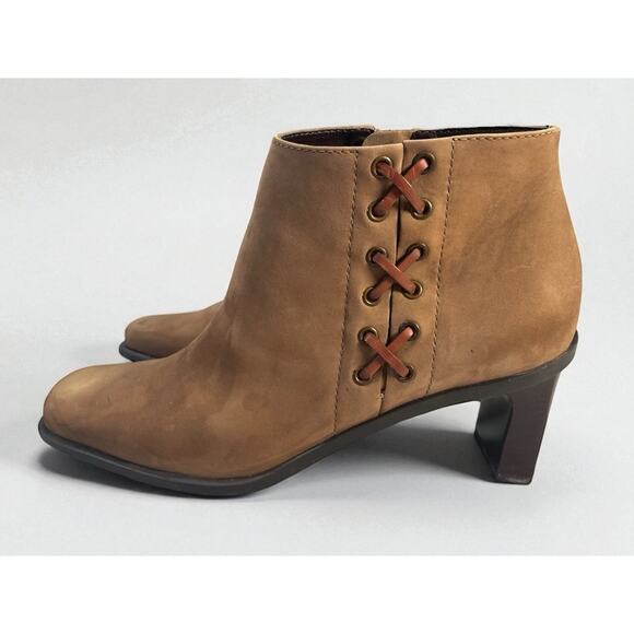 Etienne Aigner Saddle Leather Ankle Boots Square Toe Brown Women's Size 7 1/2. - Picture 4 of 12